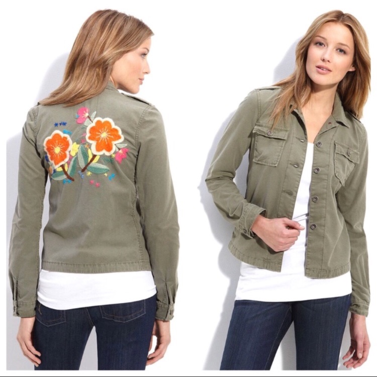 Lucky Brand Embroidered Floral Surplus Jacket